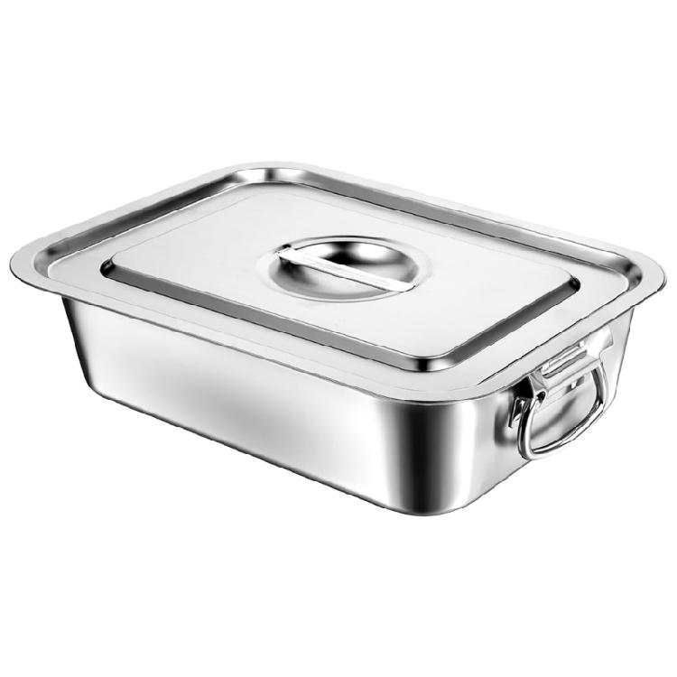 

High Quality Nonrust Steel Large Serving Pan With Comfortable Handle Large Capacity Food Container For Event 1 белый