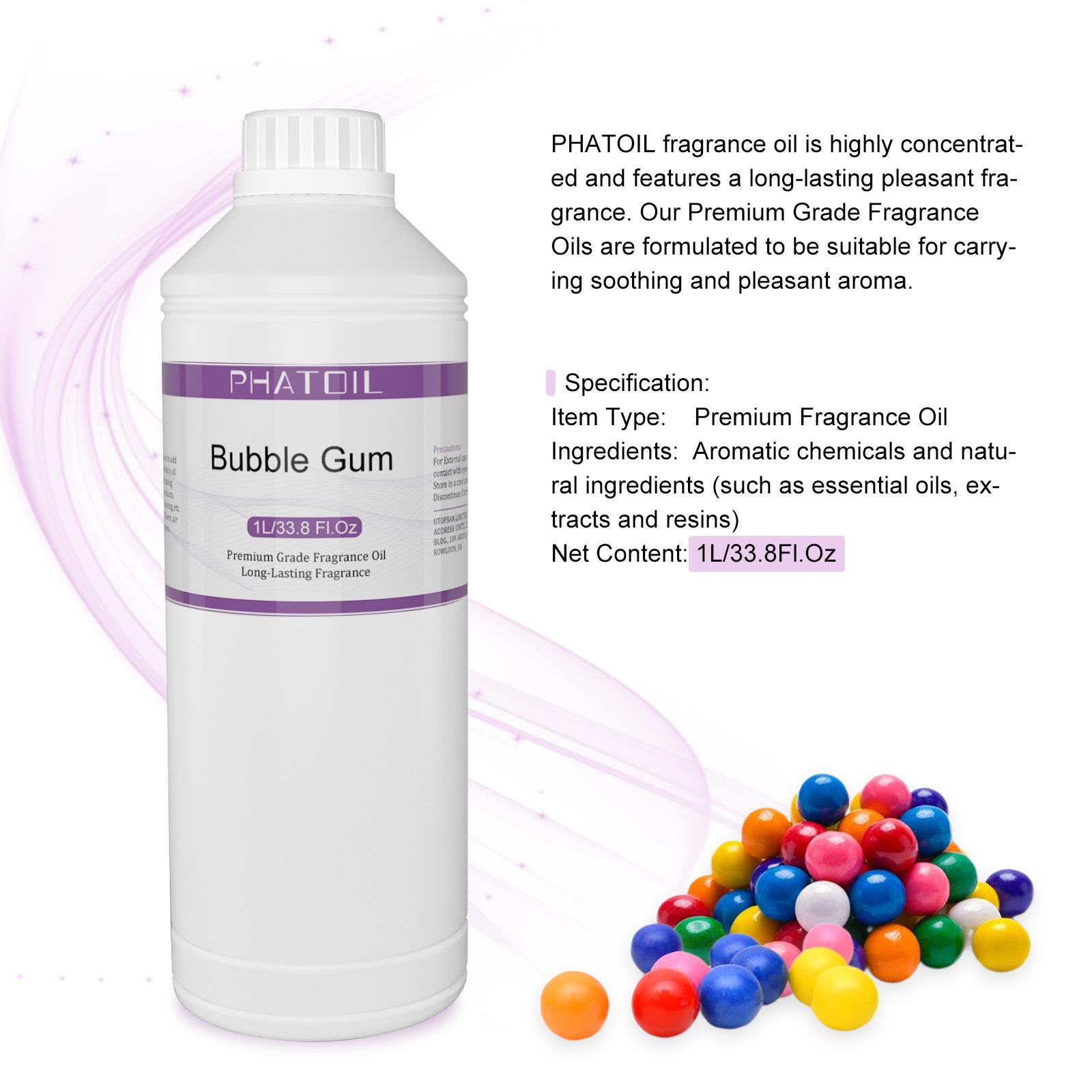 

PHATOIL 1000 мл/33,8 жидких унций Ароматические масла для диффузоров, изготовления свечей, парфюмерии своими руками, освежителей воздуха, идеально подходят для домашнего офиса в автомобиле Bubble Gum