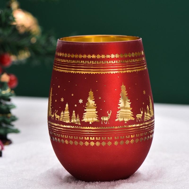 450/520ml Christmas tree Goblet Red Wine Glass Egg Cups Electroplating Engraving Champagne Glass Christmas Party Home Goblet