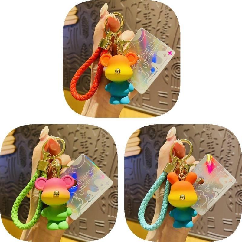 Bear Rainbow Rabbit Toy Keychain Alloy Material School Bag Pendant Decoration
