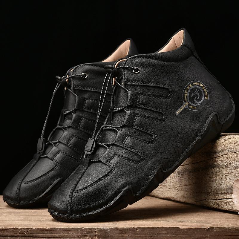 

Popular winter new large size medium and high top cotton men s shoes casual Xiyin Martin boots 38 чорний