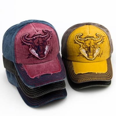 Herren Stierkopf Stickerei Baseballkappe Baumwolle Vintage Snapback Hip Hop Kappen Mode Lässiger Hut für Damen Sommer Markenhut