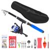 Fishing Kit Telescopic Fishing Rod Left and Right Hand Interchangeable Fishing Reel with Fishing Bag Lures Hooks