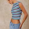 European and American bestseller summer new knit color-blocking striped elegant high-elasticity vest