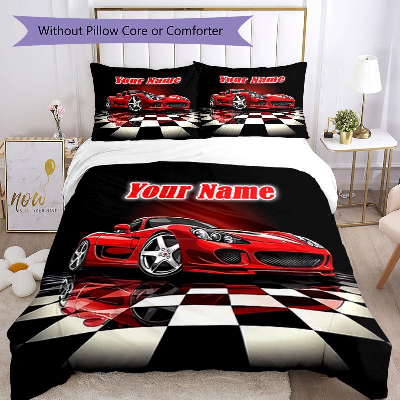 3PC Custom Name Car Art Bedding,soft and breathable,2D Flat Print,room decor.,Poster Three-piece set,Soccer Three-piece set,Art,Poster,Soccer