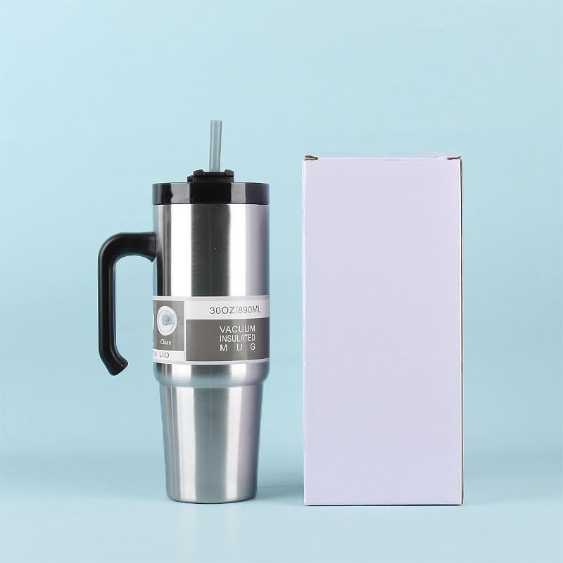 30oz Tumbler With Handle And Straw Lid Stainless Steel Insulated Tumblers Travel Coffee Mug For Hot And Cold Beverages