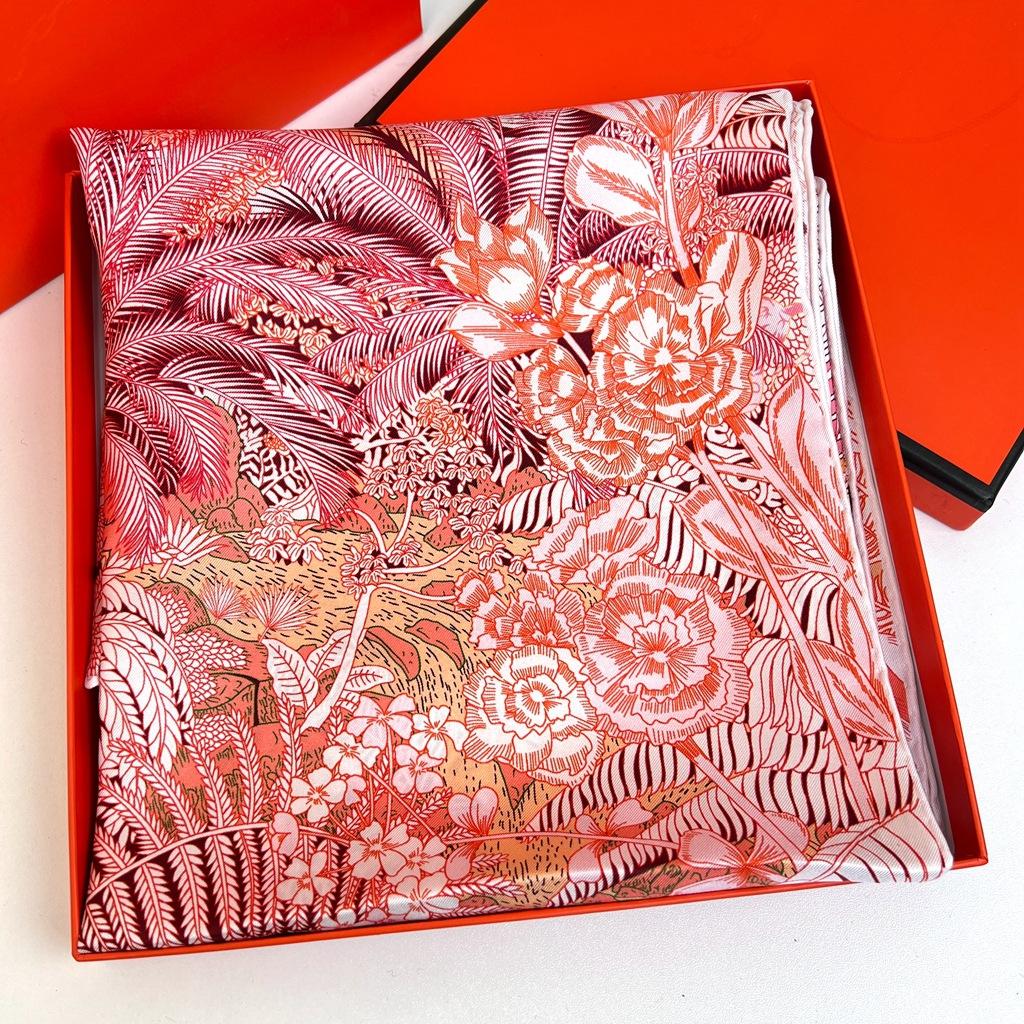Elegant Fubao Rainforest! 14 Mmi Twill Silk Scarf Women'S Light Luxury Fashionable Mulberry Silk Scarf Large Square Scarf