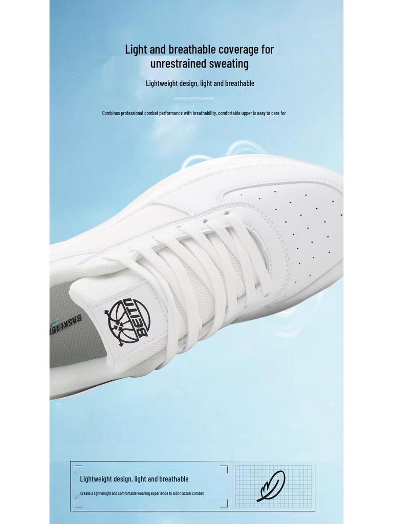 2024 White Low-Top Basketball Shoes: Non-Slip, Wear-Resistant with Shock-Absorbing Popcorn Sole & Rubber Patches for Men