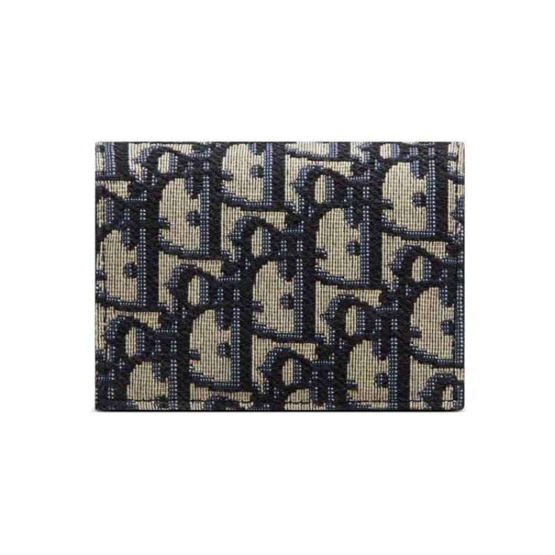 Dior Vollflächiges Logo Klassischer gestickter Monogramm-Kartenhalter Unisex-Kartenhalter Denim-Blau 2ESCH136YSE-H05E