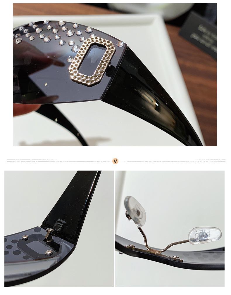 Y2K Rhinestone-Encrusted Large-Frame Sunglasses for Women