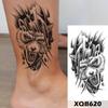 1 PC 210*114MM  Mermaid Temporary Tattoo For Women Men Realistic Fox Lion Flower Tattoos Sticker Back Arm Disposable Death Skull Fake Tatoo