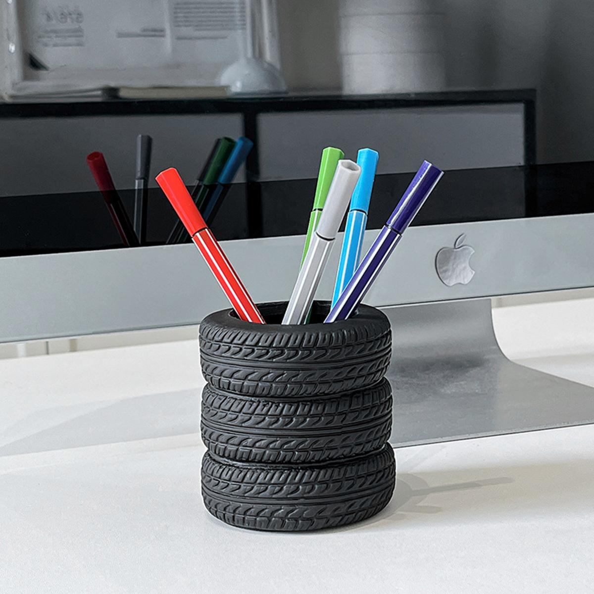 

Creative Tire Shape Storage Box - Multifunctional Desktop Organizer for , Unique Home Decor Gift чорний
