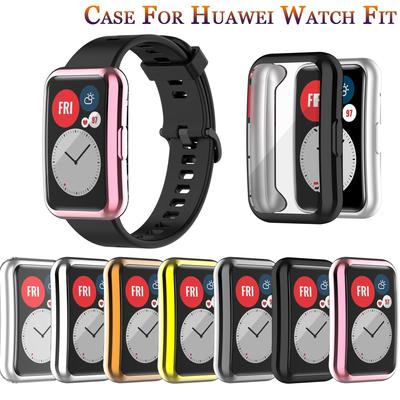 Husă de protecție moale TPU pentru husă Huawei Watch Fit Protector pentru ecran complet Carcasă placată cu bara de protecție Huse clasice pentru Huawei Watch Fit