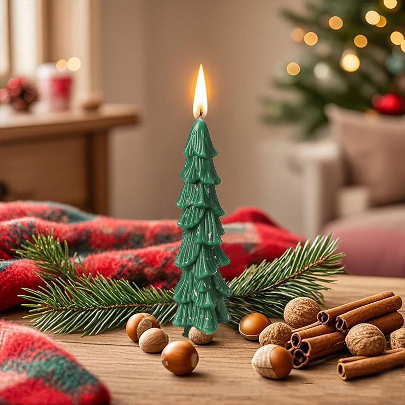 1PC Desktop Party & Tree Holiday Aroma Candle Reusable Tree Soy Wax Candle Set Holiday Decor 14x2cm