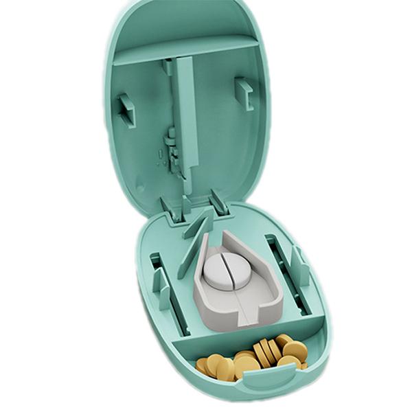 2 In 1 Pill Cutter With Invisible Storage Box Portable Mini Drug Tablet Medicine Dustproof Divider Organizer Crusher Pill Box