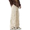 MMOPTOP Cotton Casual Pants for Men, Spring And Summer American Retro High Street Paratrooper Cargo Pants 8381 Off-White L