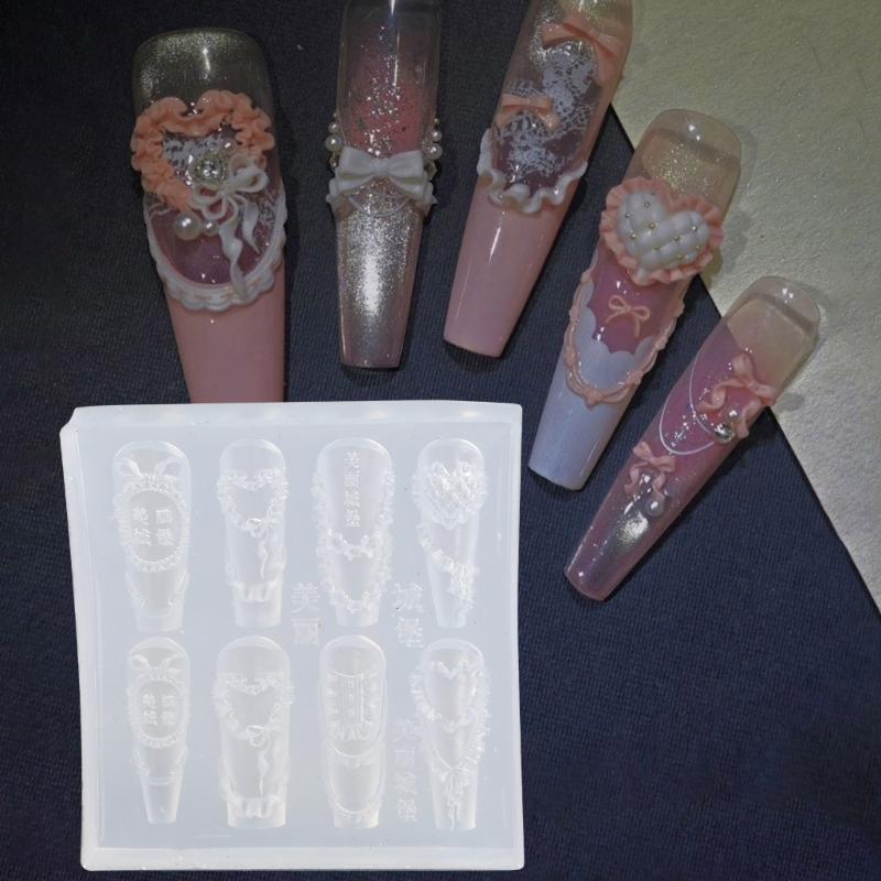 Professional Silicone Nail Mold Intricate Carved Details Easy Demolding For Resin Crafts DIY Nail Accessories