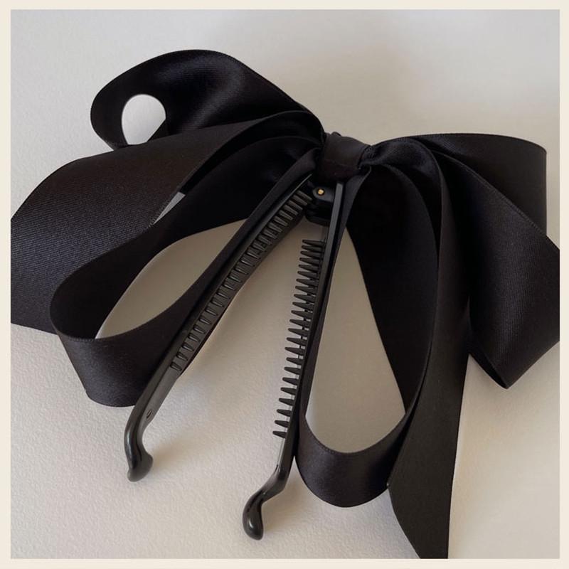 Korean Fashion Bow Banana Clip for Thick Hair - Vertical Ponytail Hairpin