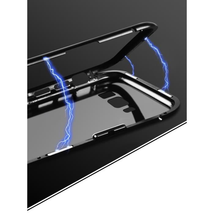 Coque de smartphone - PHONILLICO - Samsung Galaxy S8 - Magnétique - Protection complète - Métal et verre trempé