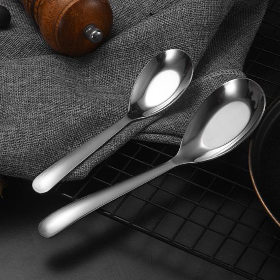 Stainless Steel Soup Spoon with Deep Head Mirror Polished Dessert Eating Spoon Heavy-Duty Tableware for Home Restaurant