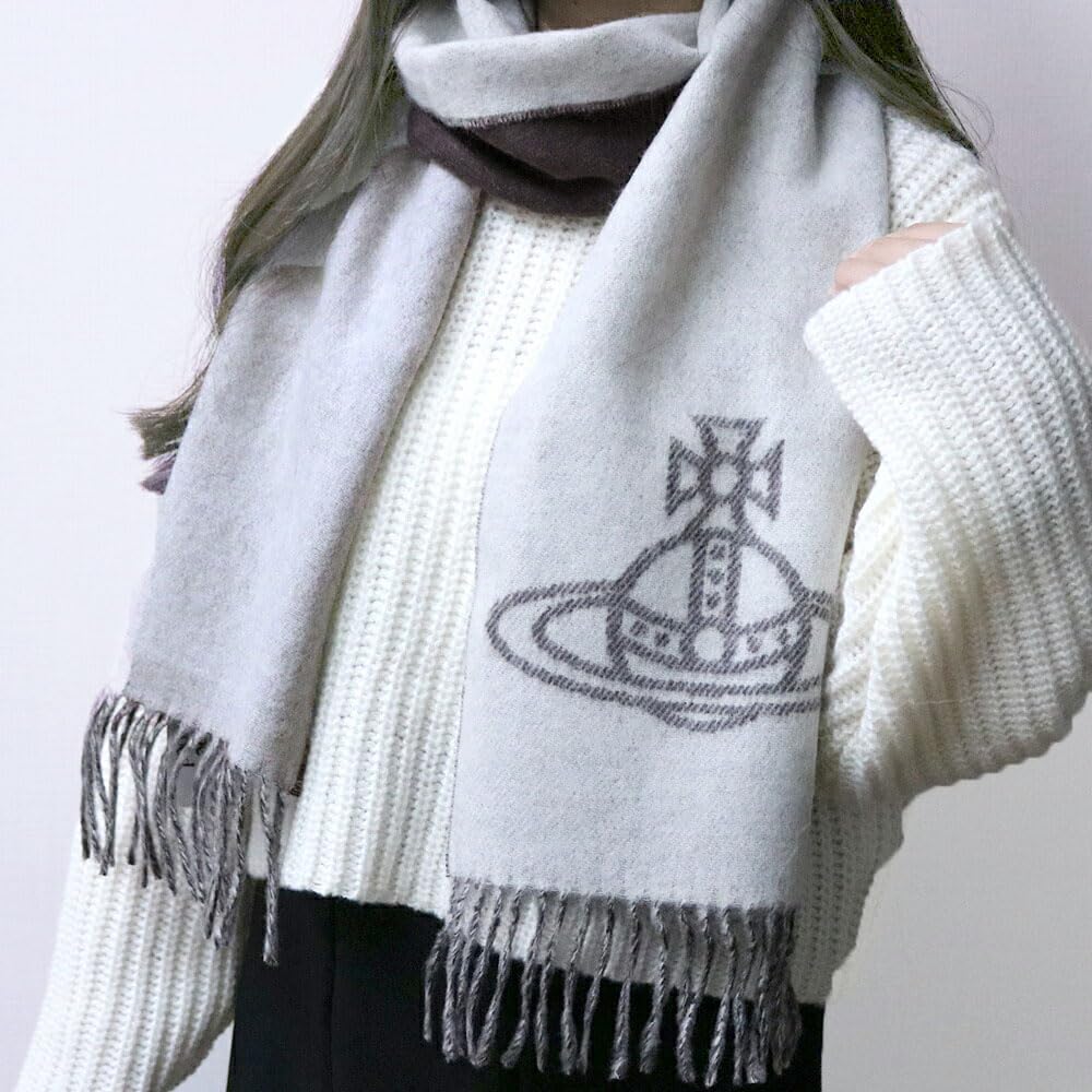 Vivienne Westwood wool scarf with a large AW25 MUFFLER, 100% logo, (brown)
