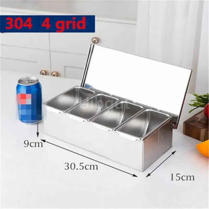 6 Compartment Seasoning Case Bar Condiment Box Holder Bar Drinks Fruit Garnish Cocktail Lime Lemo Snack Container Storage Box