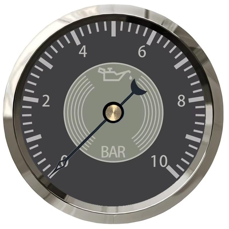 Engine Oil Pressure Meter Waterproof Bar Meter Oil Pressure Gauge Retro 52mm Pressure Gauge For Tractors Trucks Automobiles A