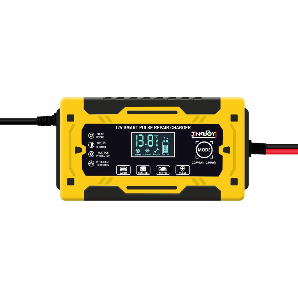 12V Smart Motorcycle Battery Charger with Pulse Repair - Universal Lead-Acid Charger