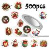 Christmas Party Favor Labels Round Stickers, Santa Claus Snowman And Gingerbread Patterns Print, Seasonal Decorative Stickers Self Adhesive