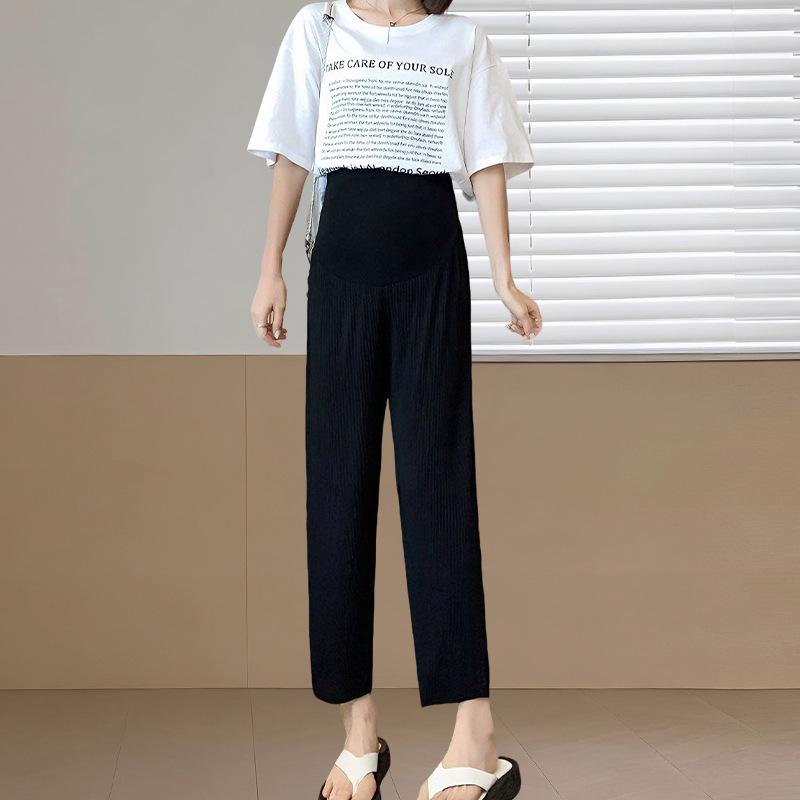 

Summer Maternity Ice Silk Slimming Sports Pants - Loose, Plus Size, Casual. XL 130~150 lbs
