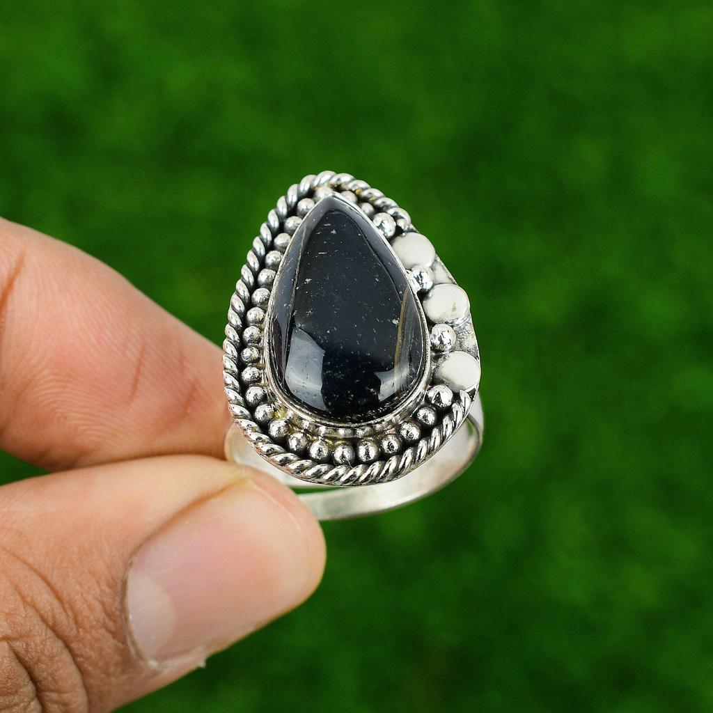 925 Silver Black Tiger's Eye Gemstone Wedding Promise Sacral Chakra Boho Ring