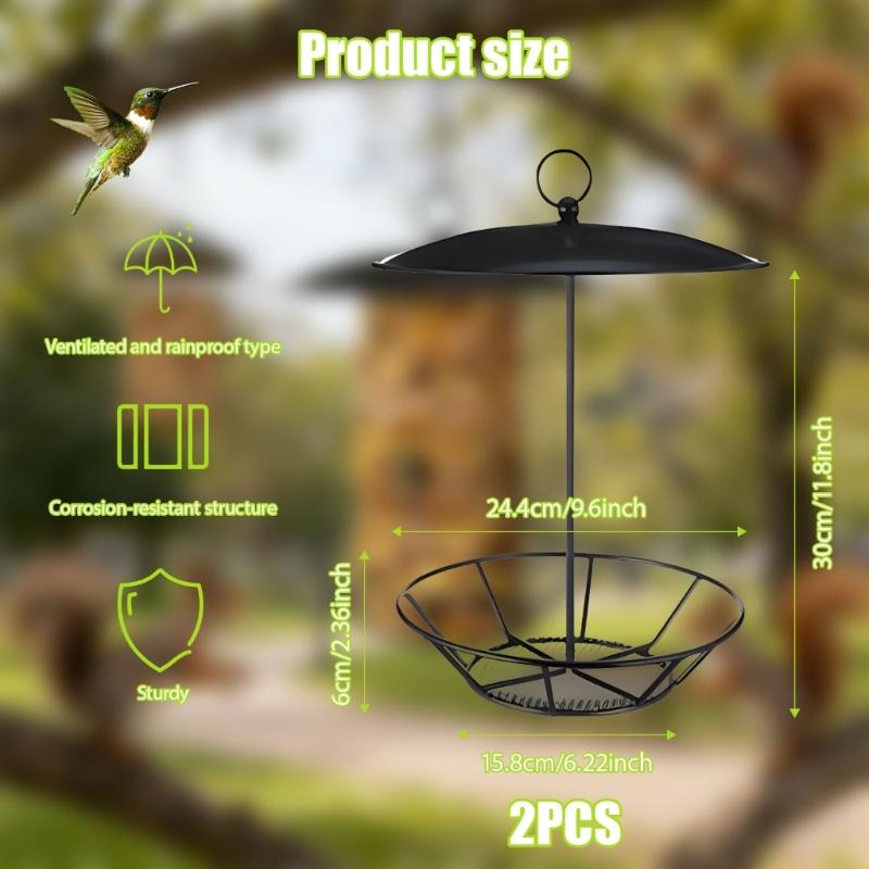 Pack Of 2 Practical Easy Installation Hanging Bird Feeders Simple Setups Metal Construction For Garden Placement