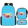 Digital Building Block Numberblocks School Bag Large Capacity Polyester Backpack Satchel Bag Pencil Bag Backpack Three-Piece Set