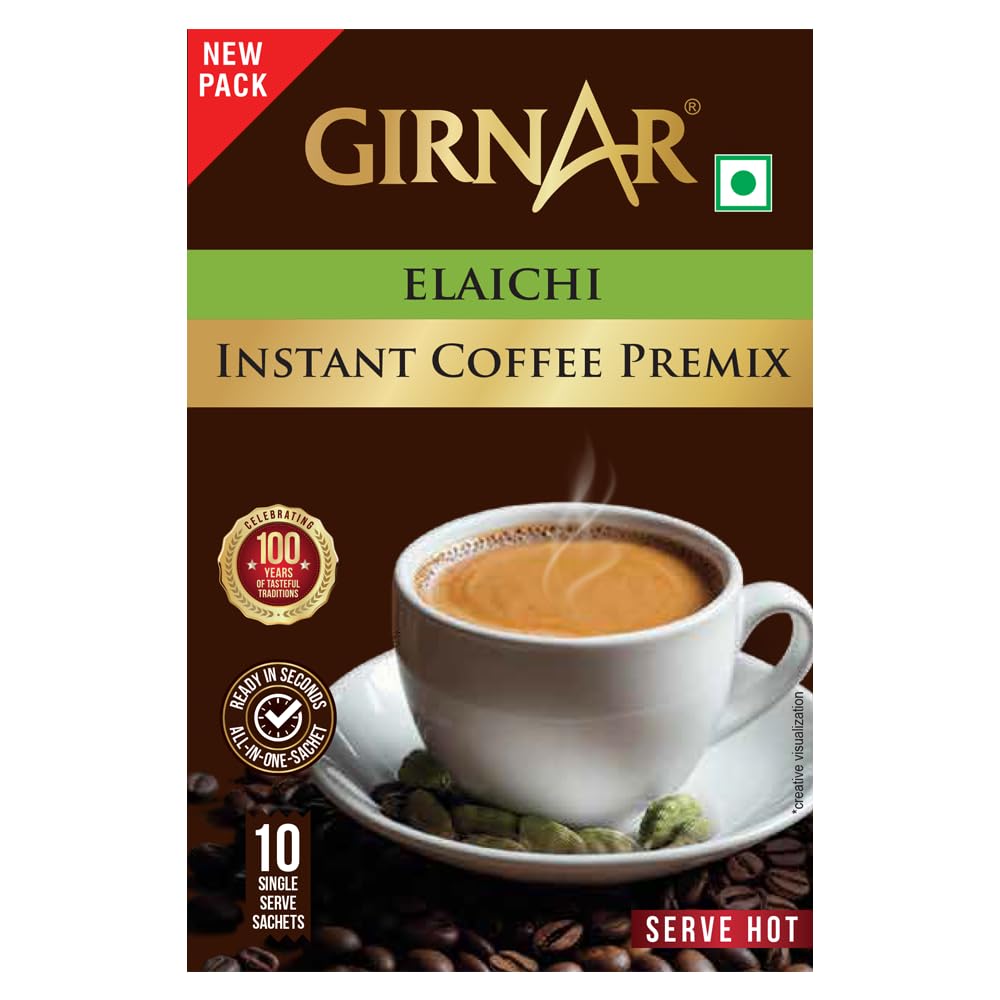 Girnar Instant Premix Coffee With Elaichi 140g 10 Sachets Rich Aromatic Caffeinated Coffee Blend