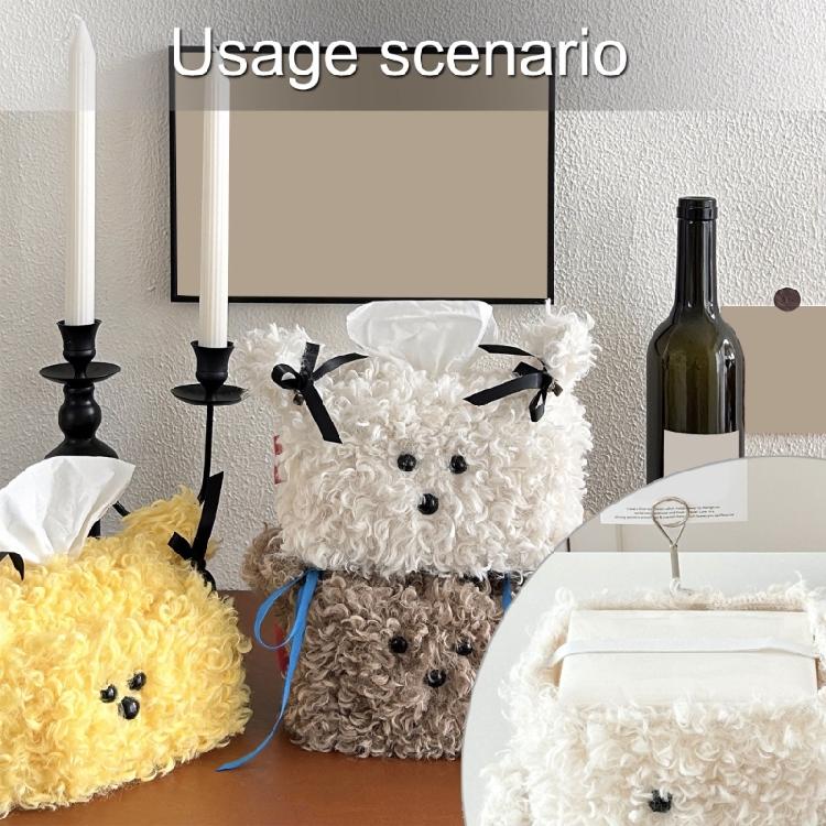 Fashionable Plush Tissue Container Portable and Multifunctional Tissue Storage Case for Household Everyday Use