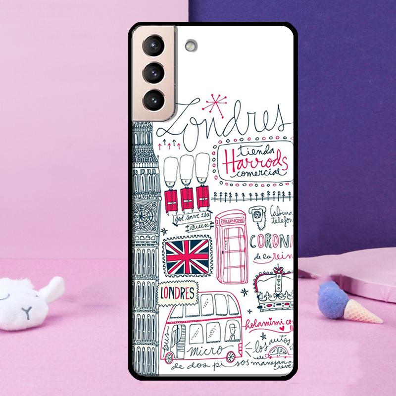 London Bus England Big Ben Phone Case For Samsung Galaxy S25 Ultra S23 S20 S21 S22 S24 FE S9 S10 Plus S24 Ultra Cover