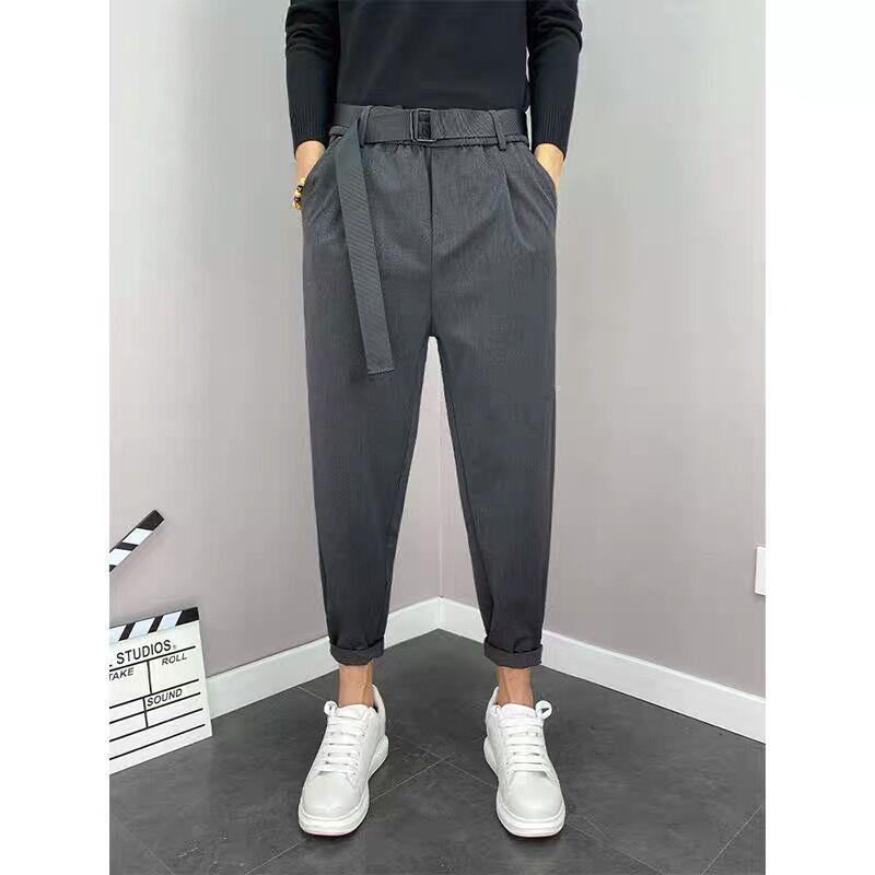 

Men s Korean Style Loose Tapered Harem Pants - Spring/Summer Trendy and Versatile Casual Wear S серый