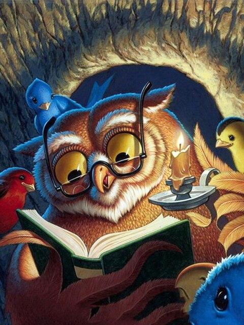 

5D DIY алмазная живопись Сова Алмазная вышивка животное рукоделие мультфильм наборы крестиков мозаика искусство декор детской комнаты Full Round 20x25CM