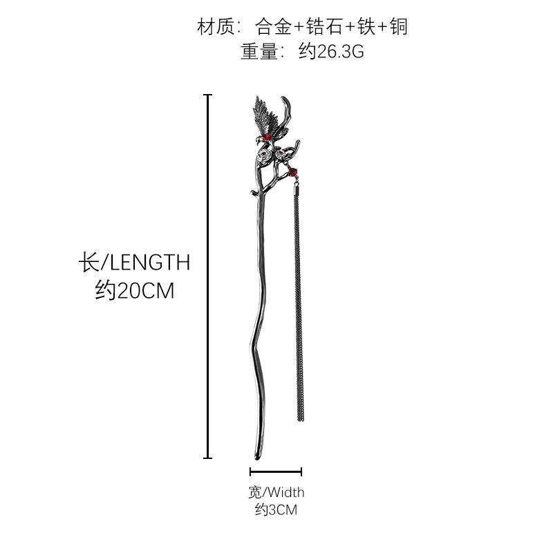 Raven rose hairpin women s original design dark wind fringed hairpin with rose headgear wholesale