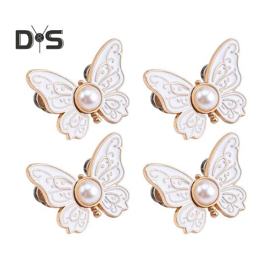 2 Paar Hosenbundspanner, verstellbare Schmetterlingsknopfstifte, Hosenclips, abnehmbare dekorative Taillenschnallen für weite Jeans, Hosen, Röcke