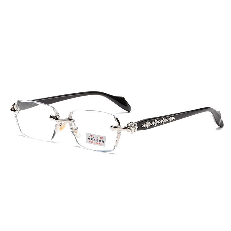 Unisex Rimless Anti-Blue Light Photochromic Glasses for Reading & Myopia