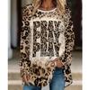Plus Size Women Fashionable Personality  Leopard Printed Comfy Long Sleeve Round Collar T-shirt Casual Baggy Mid Length Tee Tops