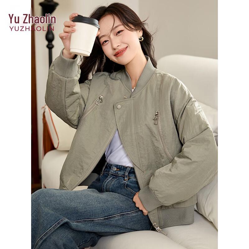 YUZHAOLIN Women s Fleece-Lined Padded Winter Jacket L