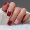 24Pcs Artistic False Nail Featuring Glitters Hearts Short Square Shape Creative Artificial Nail for Fashionable Styles