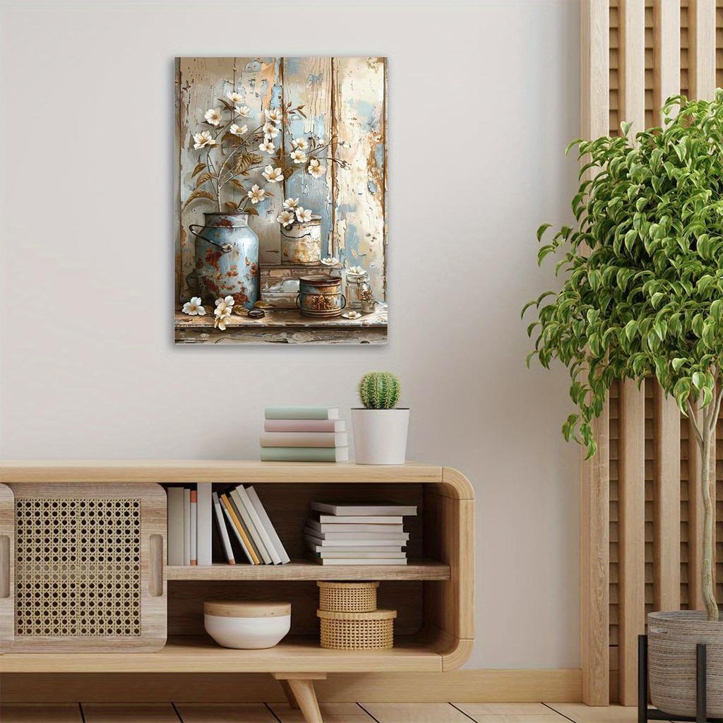 1 Stück Kreative Vase Blumenstrauß Leinwand Kunstdruck, Klassische Blumen Wandkunst und Naturstil Wanddeko für Kunst Wohndekor