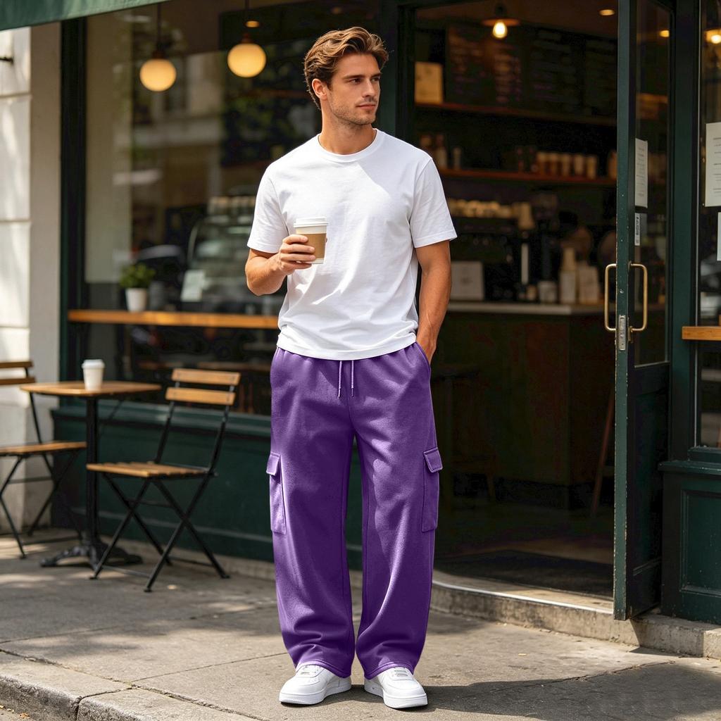 Pantalon de jogging cargo pour homme avec 4 poches, Coupe ample pour un usage quotidien décontracté