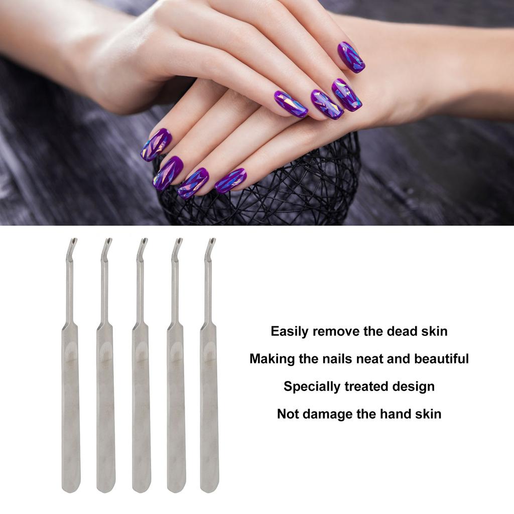 5pcs Dead Skin Remover Fork Stainless Steel Cuticle Pusher Nail Art Manicure Tools for Salon Use