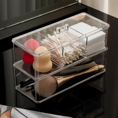 Pudełko do przechowywania akrylowe Organizer łazienkowy Duża pojemność Wiele przegródek Pyłoszczelna Przezroczysta bawełna