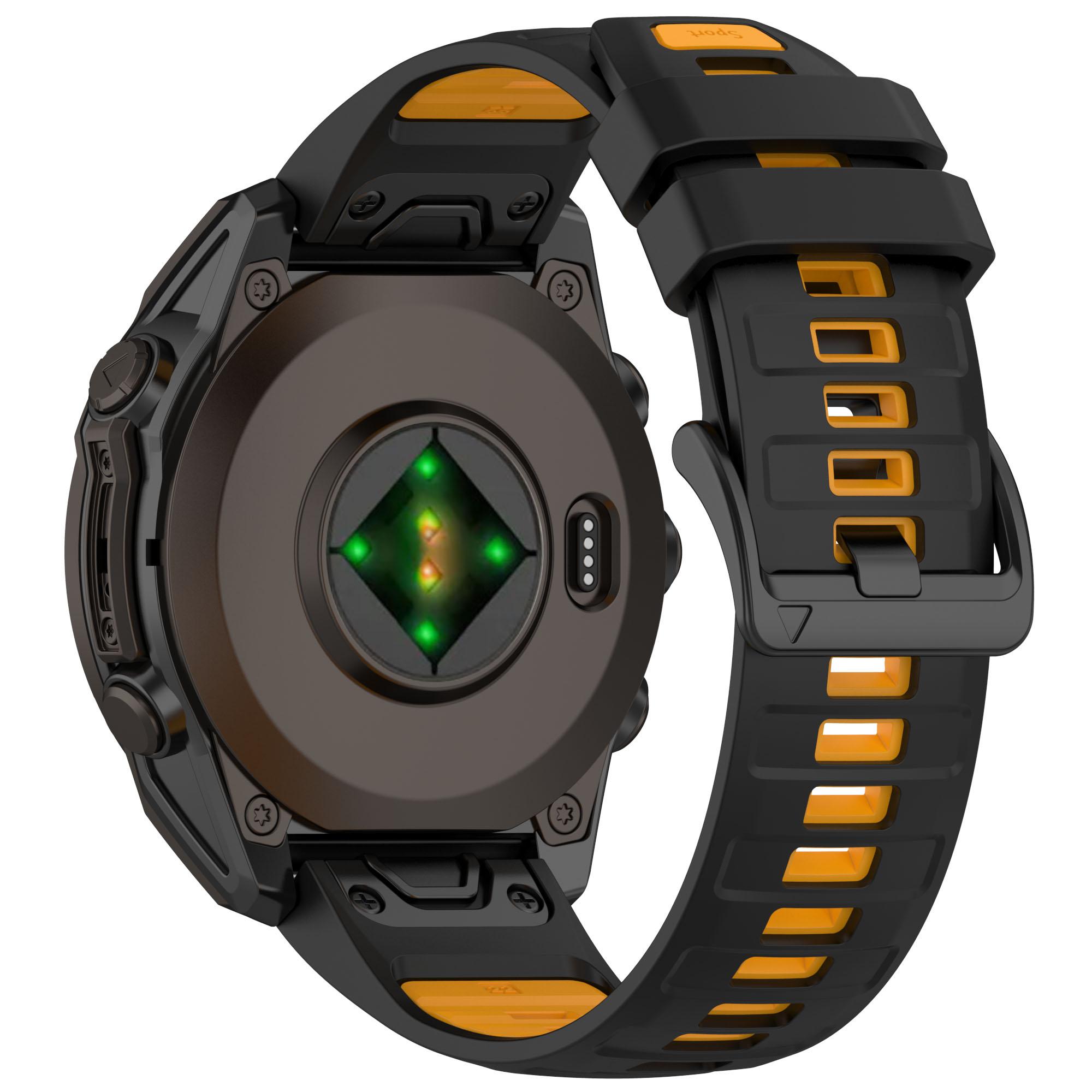 

Для Garmin Fenix 8 51мм/Enduro 3/Fenix 7X Ремешок для часов 26мм Быстросъемный силиконовый ремешок на запястье Black/Orange