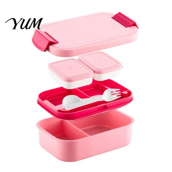 Microwave Safe Meal Prep Containers Double Layer Lunch Box with Sauce Container And Tableware, Leak Proof Stackable Food Easy Clean Dishwasher Storage